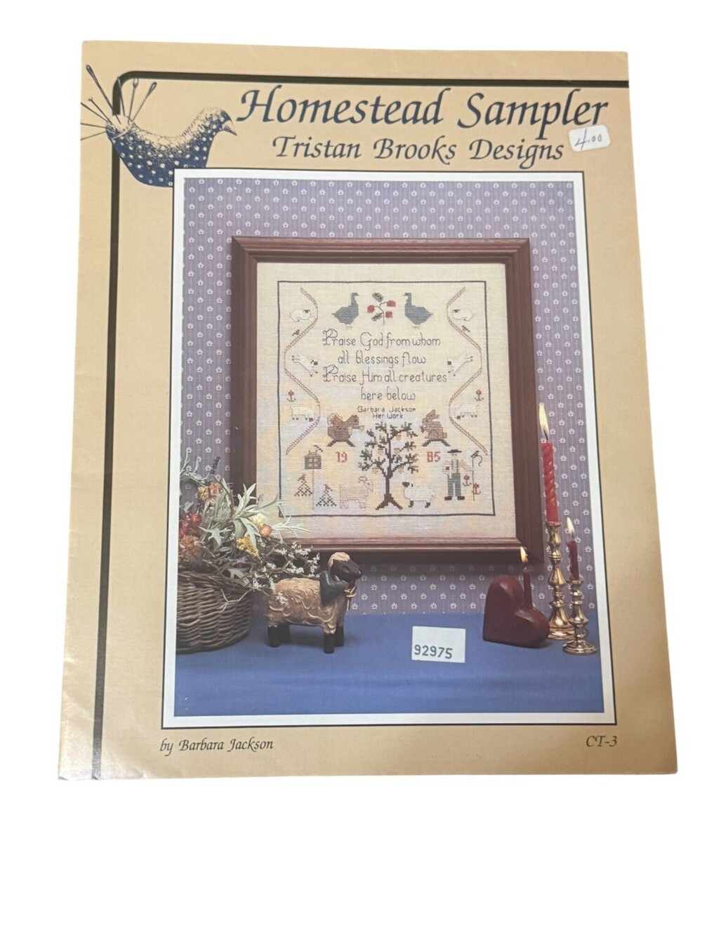Crossstitch Needlepoint Brochure Homestead Sampler Pattern Tristan Brooks Design